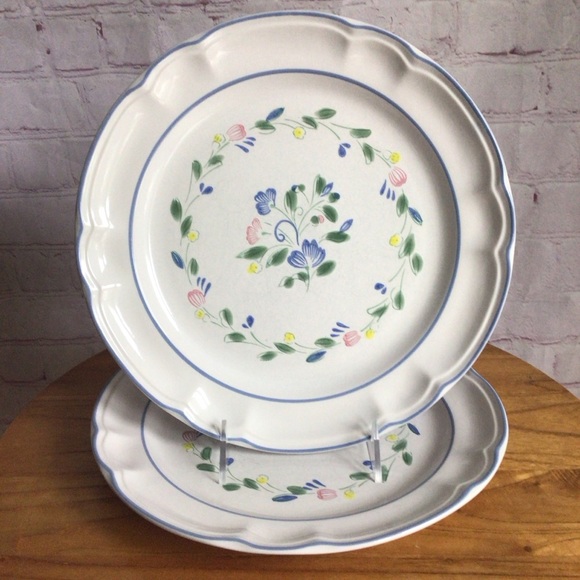 Vintage Floral Expressions Stoneware Dinner Plates - Set of 2 - Picture 1 of 6